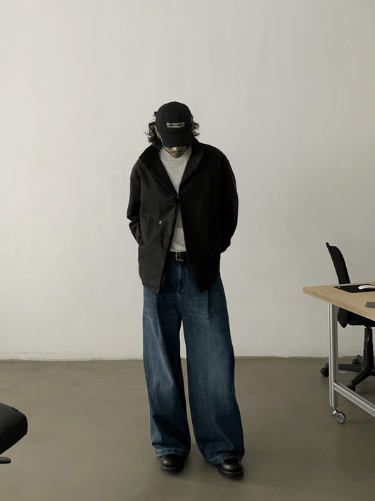 RT No. 18814 PLEATED DENIM STRAIGHT JEANS