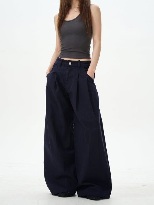 RT No. 12569 MIDNIGHT PURPLE PLEATED FOLDED STRAIGHT PANTS
