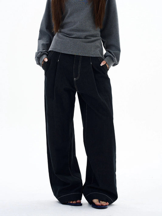 RT No. 29022 PLEATED BAGGY STRAIGHT JEANS