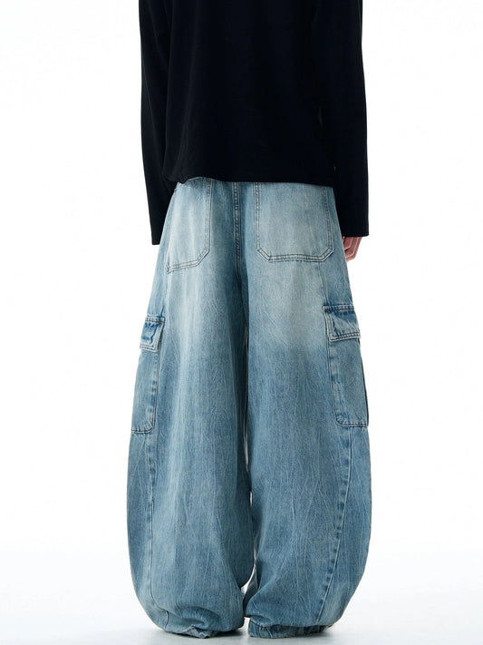 RT No. 32829 BAGGY SCIMITAR CARGO DENIM JEANS