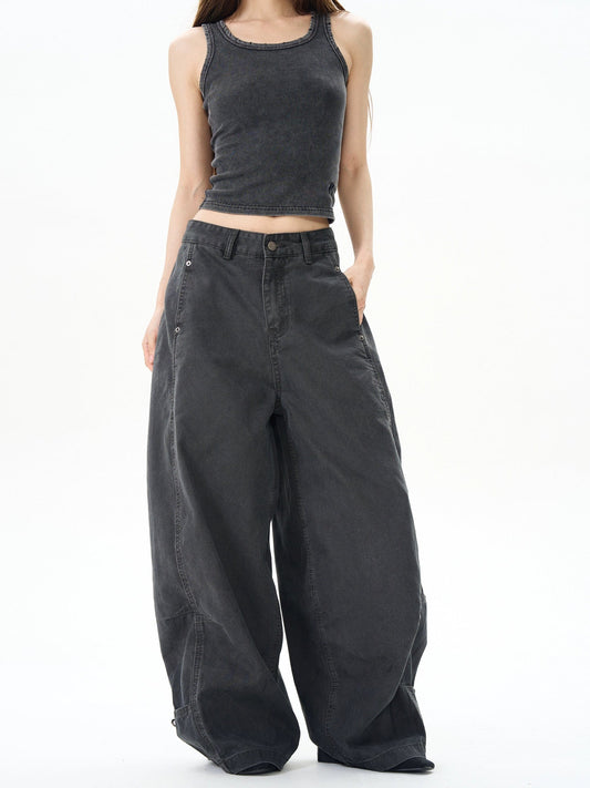 RT No. 12134 GRAY BAGGY STRAIGHT PANTS