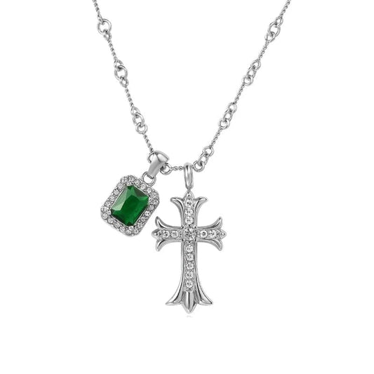 CROSS SQUARE GEM DIAMOND NECKLACE