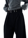 RT No. 25025 BLACK STRIPED PLEATED STRAIGHT PANTS