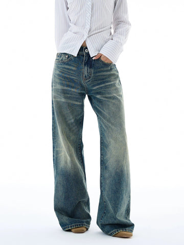 RT No. 25041 WASHED BLUE DENIM STRAIGHT JEANS