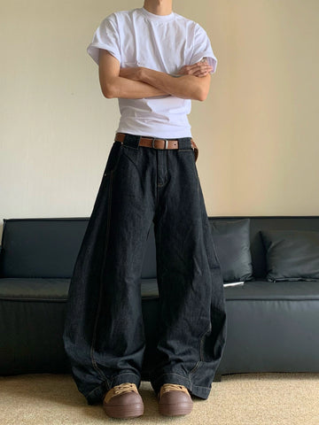 RT No. 32002 DENIM WIDE STRAIGHT JEANS