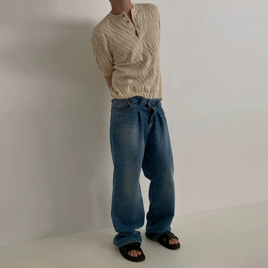 RT No. 18177 KNIT HENRY COLLAR SHORT SLEEVE
