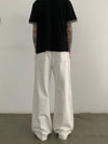 RT No. 19727 RECONSTRUCTED LINEN WHITE STRAIGHT PANTS