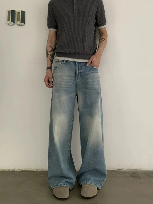 RT No. 19730 WASHED BLUE DENIM STRAIGHT JEANS