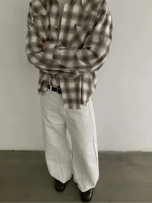 RT No. 18865 CREAM SCIMITAR STRAIGHT PANTS
