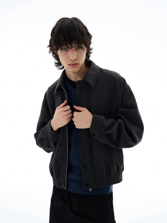 RT No. 25038 MINATO GRAY WOOLEN ZIPPER JK