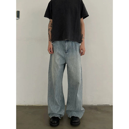 RT No. 19705 WASHED BLUE BAGGY STRAIGHT DENIM JEANS