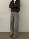 RT No. 19845 WASHED GRAY STRAIGHT DENIM JEANS
