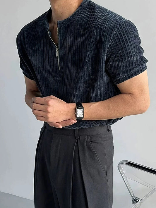 RT No. 18274 KNIT HALF ZIP SHORT SLEEVE
