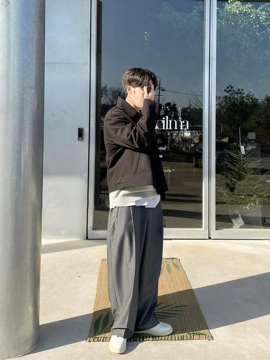 RT No. 13058 PLEATED WIDE STRAIGHT PANTS