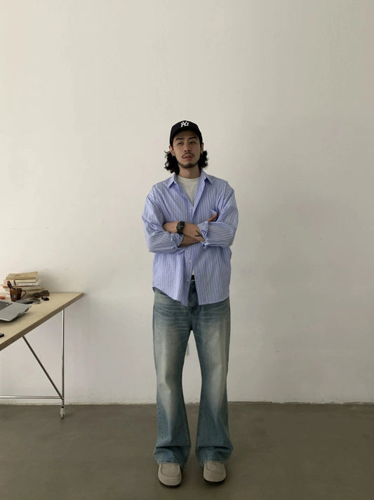 RT No. 29113 STRIPED BUTTON-UP SHIRT