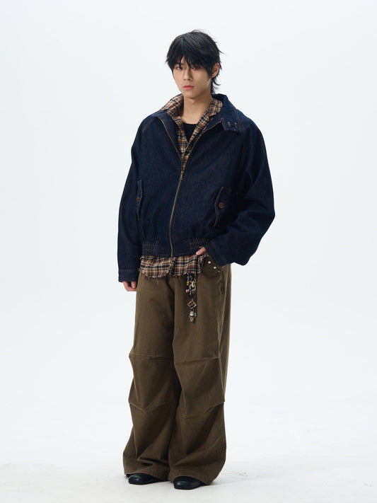 RT No. 12634 NAVY BLUE STAND COLLAR DENIM JK
