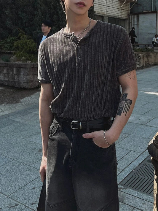 RT No. 18108 KNIT HENRY COLLAR SHORT SLEEVE