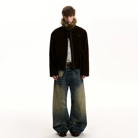 RT No. 40760 SUEDE FUR COLLAR JACKET