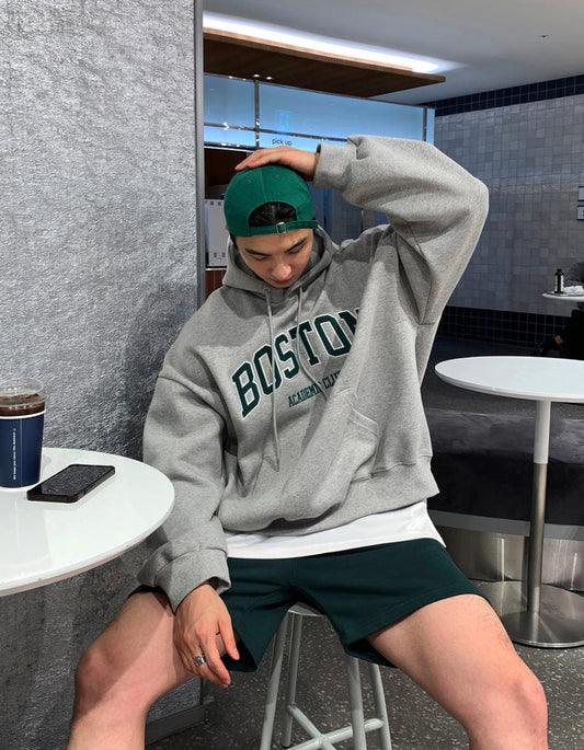RT No. 12096 BOSTON LETTERED PULLOVER HOODIE