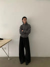 RT No. 28104 PLEATED BLACK WIDE BAGGY PANTS