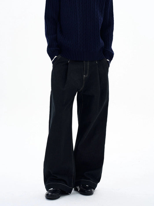RT No. 29022 PLEATED BAGGY STRAIGHT JEANS