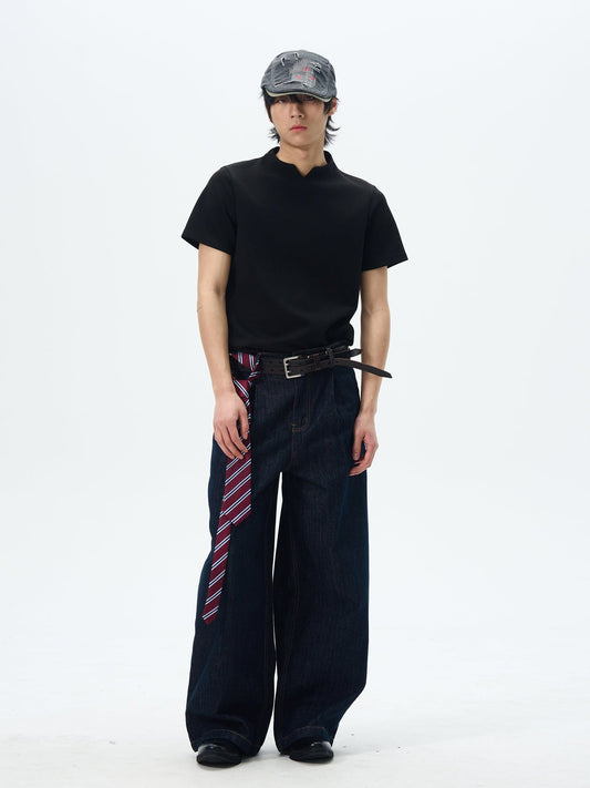 RT No. 12698 DARK DENIM WIDE STRAIGHT JEANS