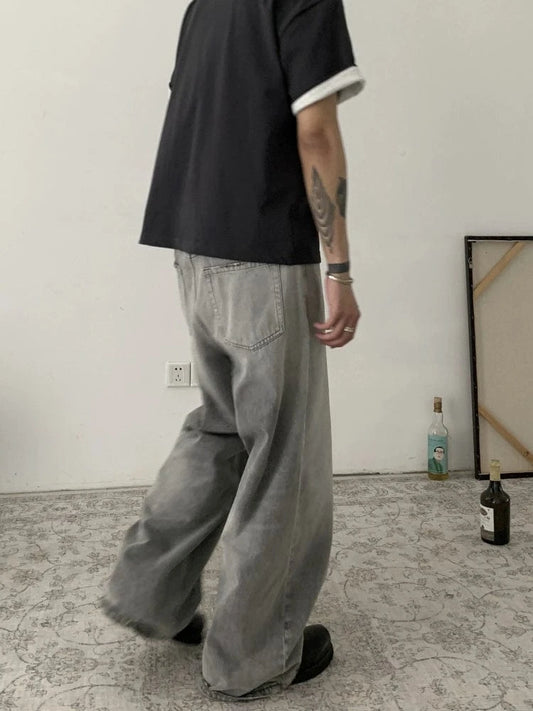 RT No. 18834 CLOUD GRAY BAGGY STRAIGHT JEANS