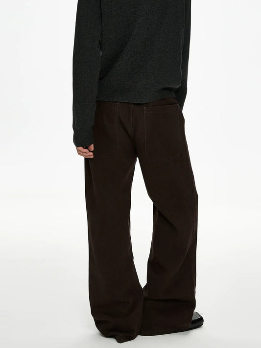 RT No. 50032 DARK BROWN SILHOUETTE STRAIGHT PANTS