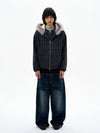 RT No. 32505 PLAID FUR ZIP HOODIE