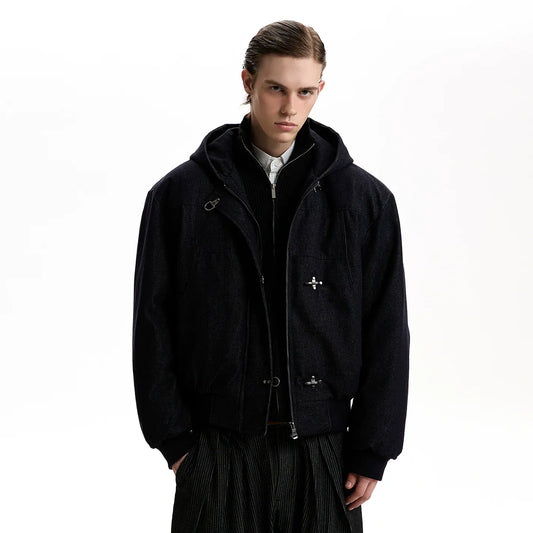 RT No. 40613 KNIGHT BUCKLE HOODED DENIM JACKET