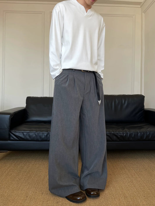 RT No. 50254 PLEATED WIDE STRAIGHT SUIT PANTS