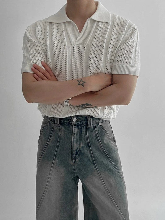 RT No. 18154 KNIT V-NECK POLO SHORT SLEEVE