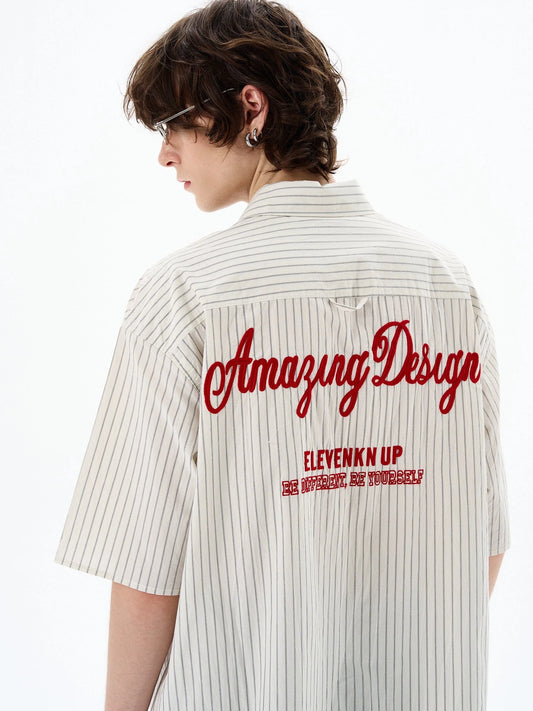 RT No. 18509 STRIPED BUTTON-UP SHORT SLEEVE