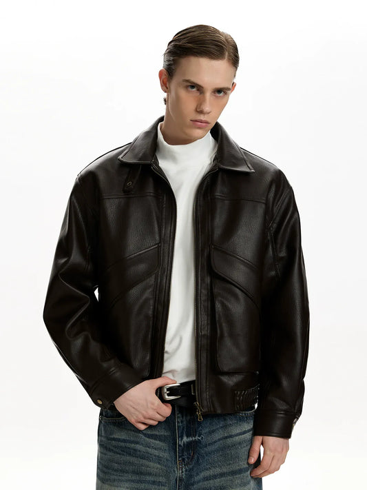 RT No. 45027 SILHOUETTE COLLAR LEATHER JACKET