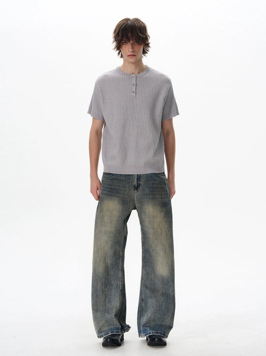 RT No. 18041 WASHED BLUE DENIM STRAIGHT JEANS