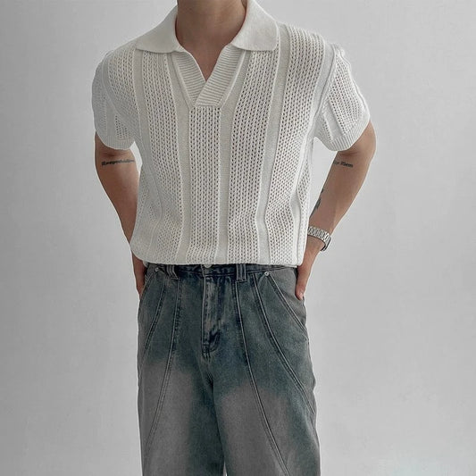 RT No. 18154 KNIT V-NECK POLO SHORT SLEEVE