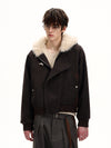 RT No. 50517 WOOLEN FUR HOODED JACKET