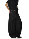 RT No. 18216 BLACK PLEATED DENIM JEANS