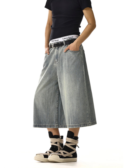 RT No. 18120 GRAY WASHED DENIM SHORTS