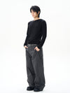 RT No. 12134 GRAY BAGGY STRAIGHT PANTS