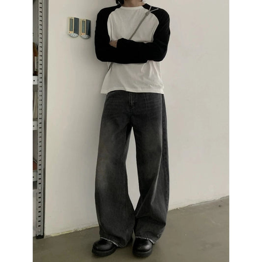 RT No. 18823 DARK GRAY BAGGY STRAIGHT JEANS