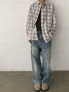 RT No. 29164 WHITE PLAID BUTTON-UP SHIRT