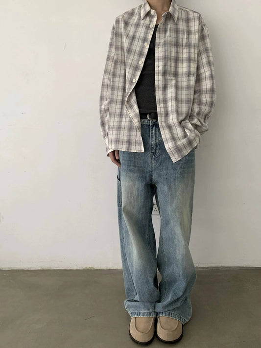 RT No. 29164 WHITE PLAID BUTTON-UP SHIRT