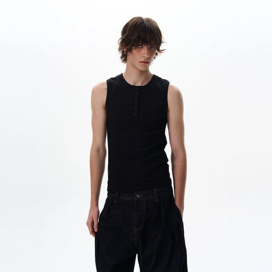 RT No. 18037 KNIT HENRY COLLAR TANK TOP