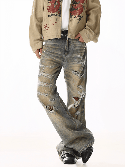 RT No. 19841 MUD BLUE DISTRESSED STRAIGHT JEANS