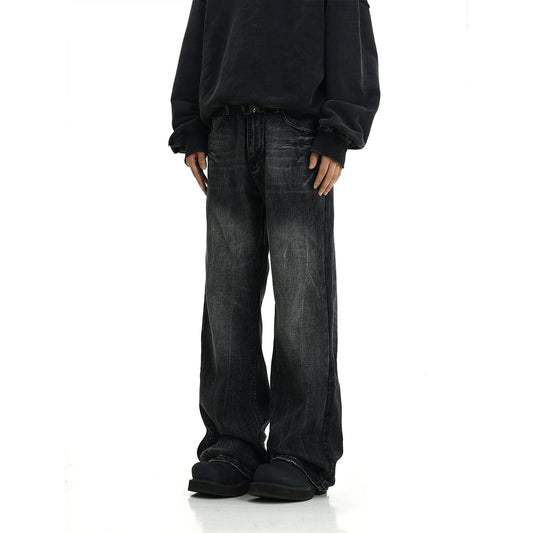 RT No. 11425 WASHED BLACK STRAIGHT DENIM JEANS