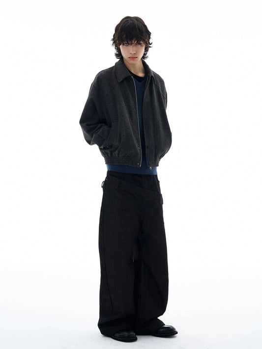 RT No. 25038 MINATO GRAY WOOLEN ZIPPER JK