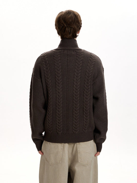 RT No. 55101 KNITWEAR TWIST COLLAR ZIPPER SWEATER