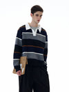 RT No. 20027 STRIPED POLO COLLAR SWEATER