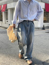 RT No. 19040 PLEATED DENIM STRAIGHT JEANS
